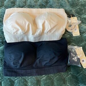 Truekind Nude and Black Strapless Bras Medium